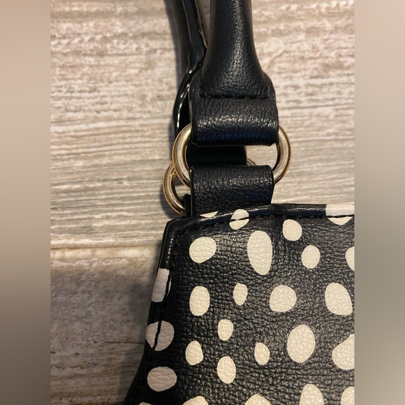 Betsey Johnson black tote bag with polka dots and blue heart - Picture 4 of 16